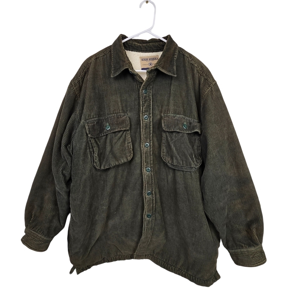 Vintage High Sierra Forest Green Oversize Corduroy Barn Coat Work Jacket Size XL